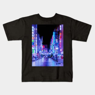 Icy Blue Neon Tokyo Kids T-Shirt